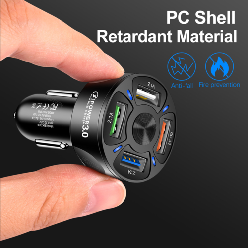 MotionX 4-Port USB Car Charger black and white variants side by side